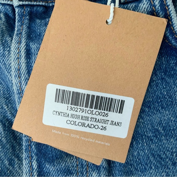 NWT REFORMATION Jeans Cynthia High Rise Straight Blue Size 26 - Picture 12 of 14